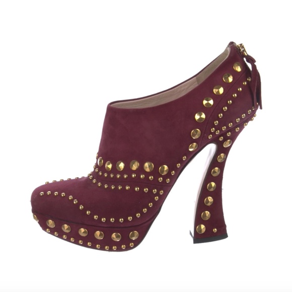MIU MIU suede studded ankle booties Sz 40 Killer prom heels - Picture 2 of 9